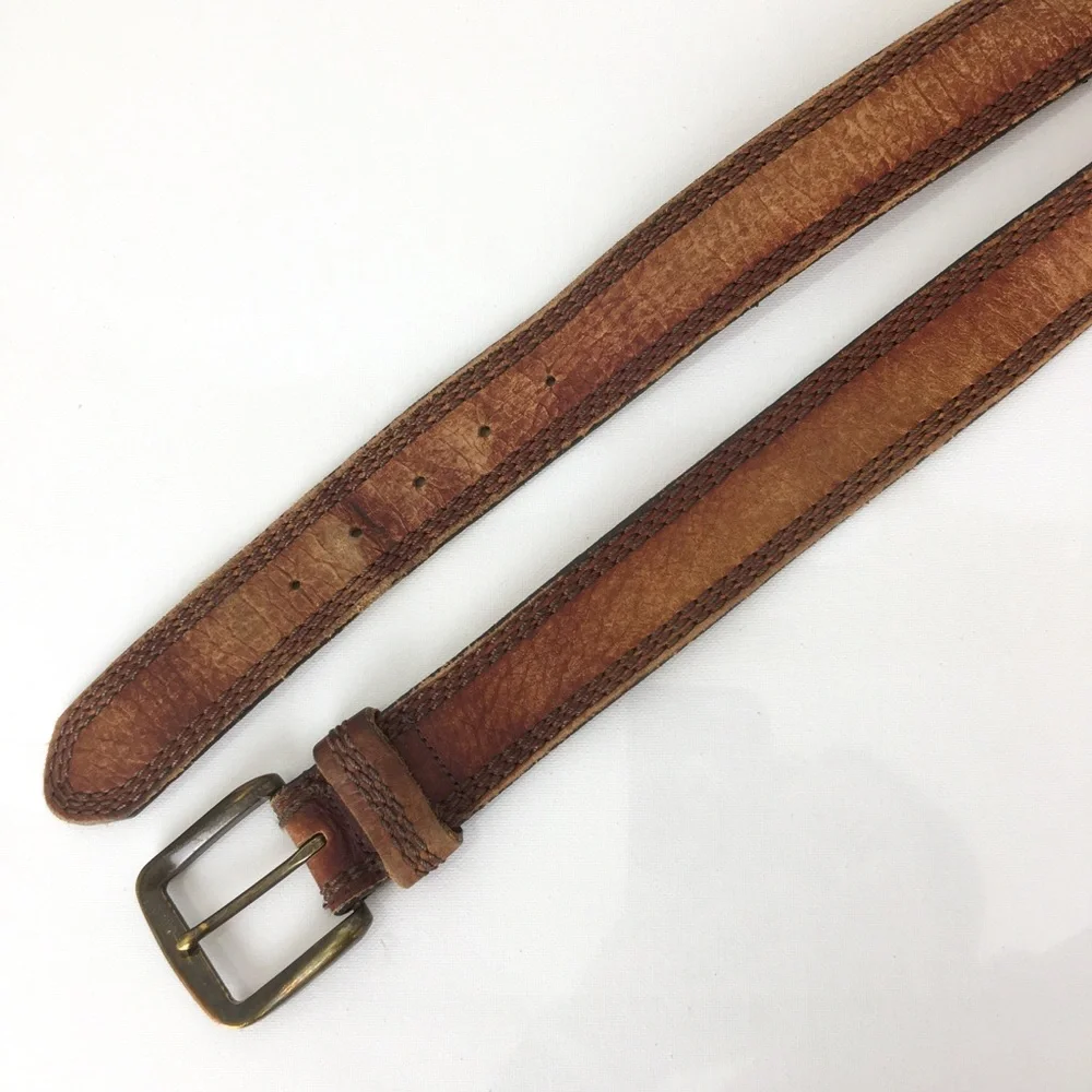 Vintage L.L. Bean Men’s Brown Leather Belt Distressed Western Cowboy Size 36